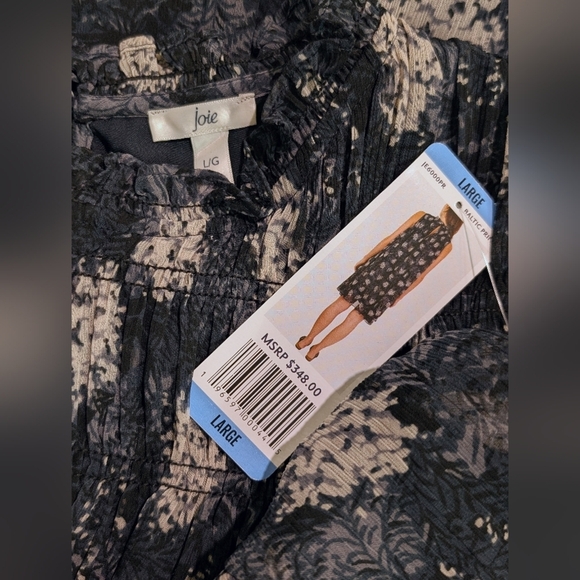 NWT Joie Baltic Print Mini Sleeveless Dress Sz Large Sheer Chiffon Flowy Blue - Picture 10 of 12